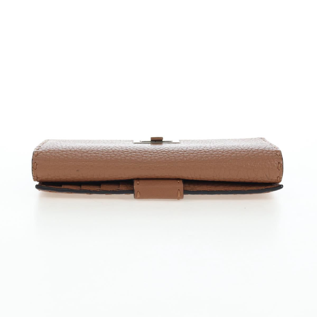 FENDI Seleria Peek A Boo Long Wallet Leather Brown Silver Auth bs36174A - Jerrillo image 6