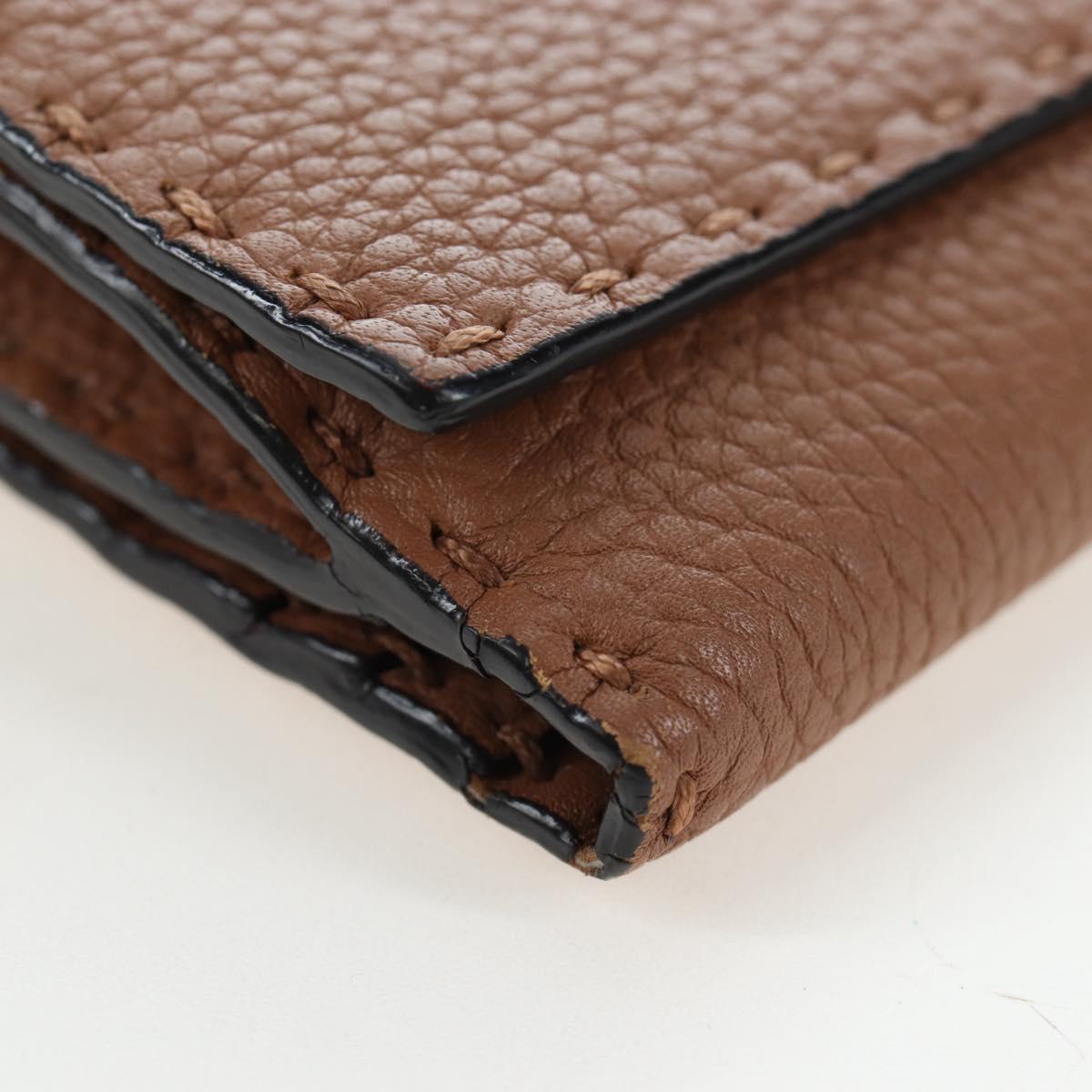 FENDI Seleria Peek A Boo Long Wallet Leather Brown Silver Auth bs36174A - Jerrillo image 8