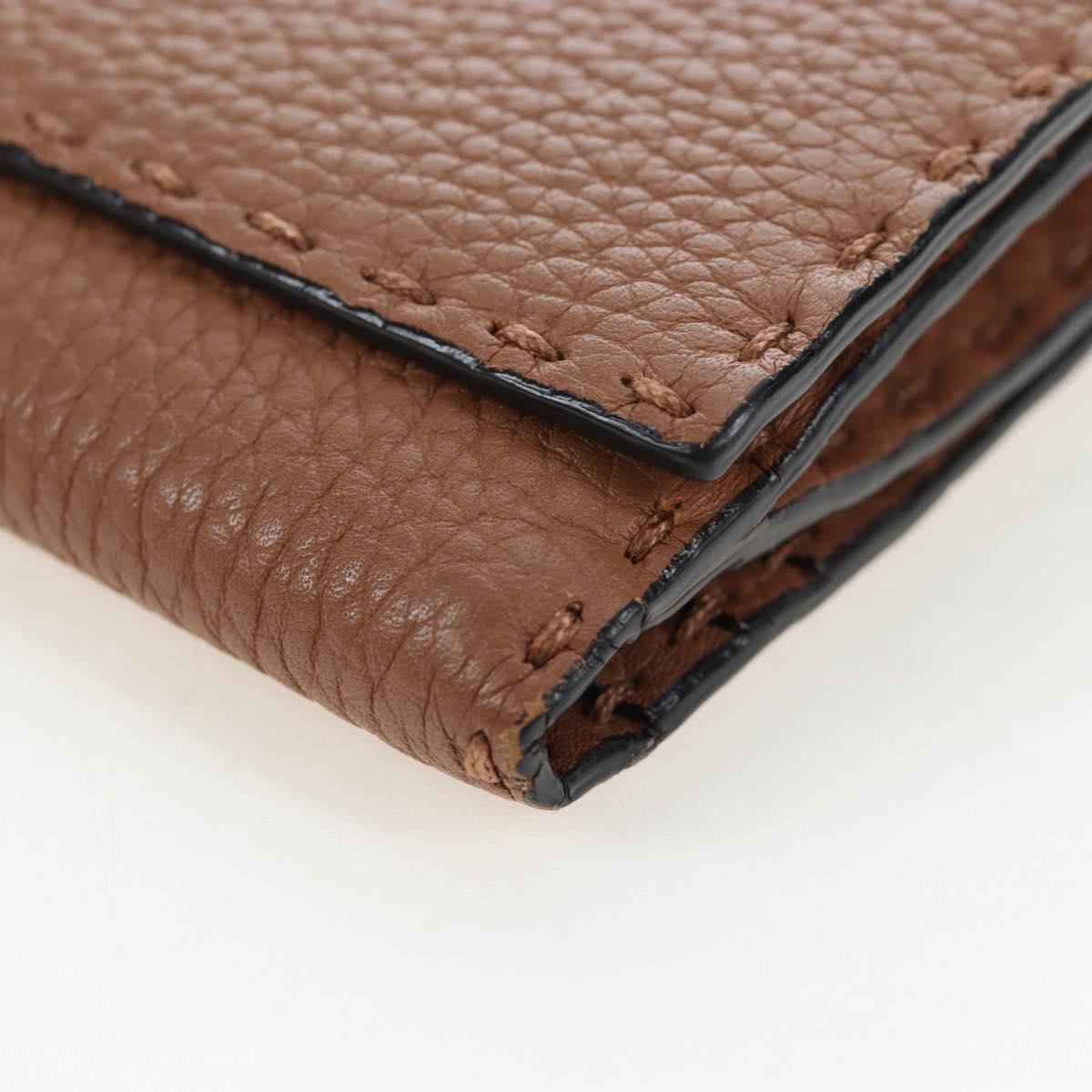 FENDI Seleria Peek A Boo Long Wallet Leather Brown Silver Auth bs36174A - Jerrillo image 9