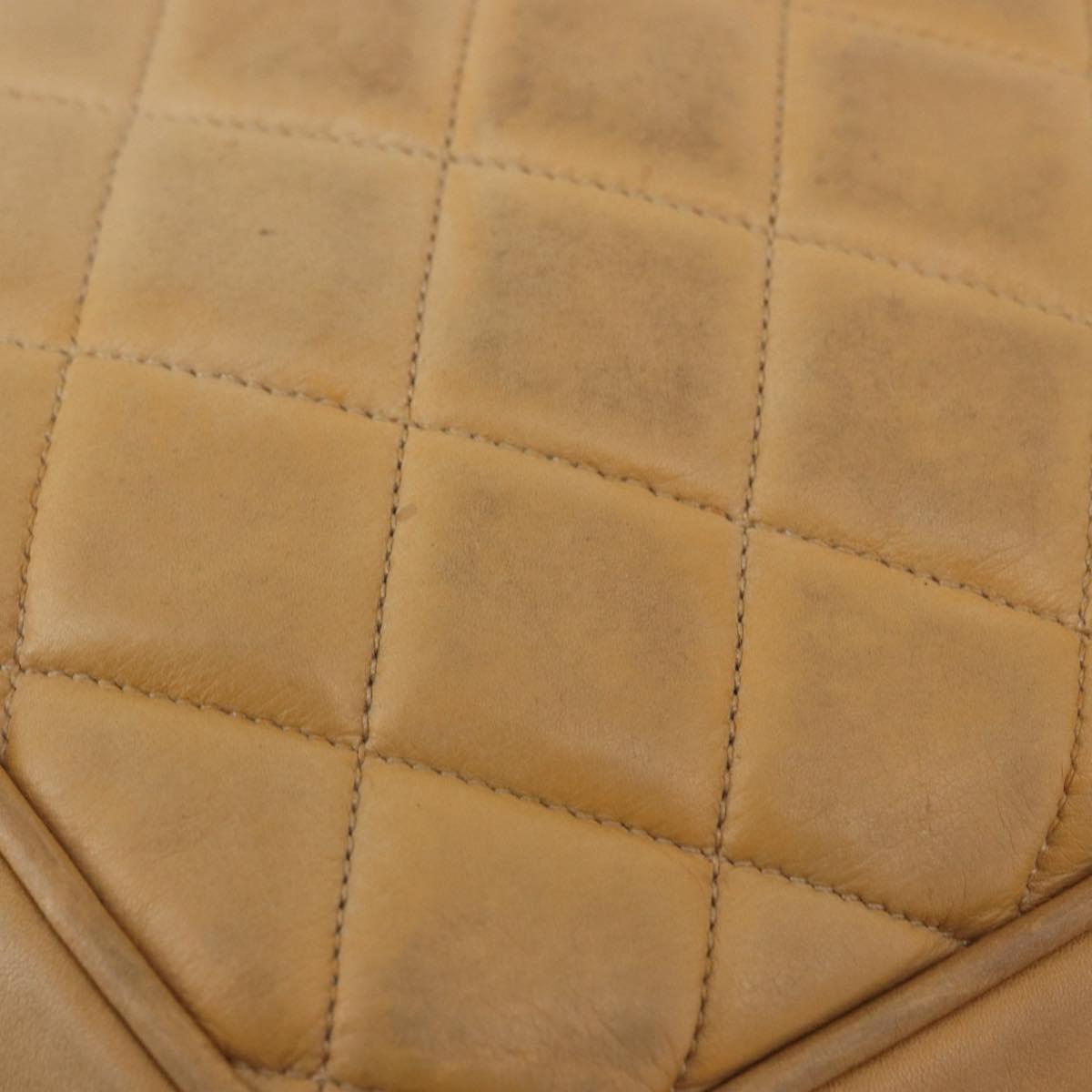 CHANEL Matelasse Chain Shoulder Bag Lamb Skin Beige Gold CC Auth bs36177 - Jerrillo image 9