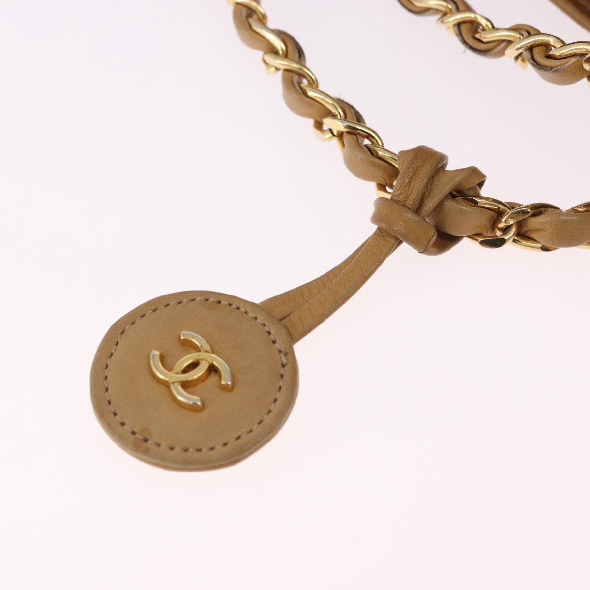 CHANEL Matelasse Chain Shoulder Bag Lamb Skin Beige Gold CC Auth bs36177 - Jerrillo image 10