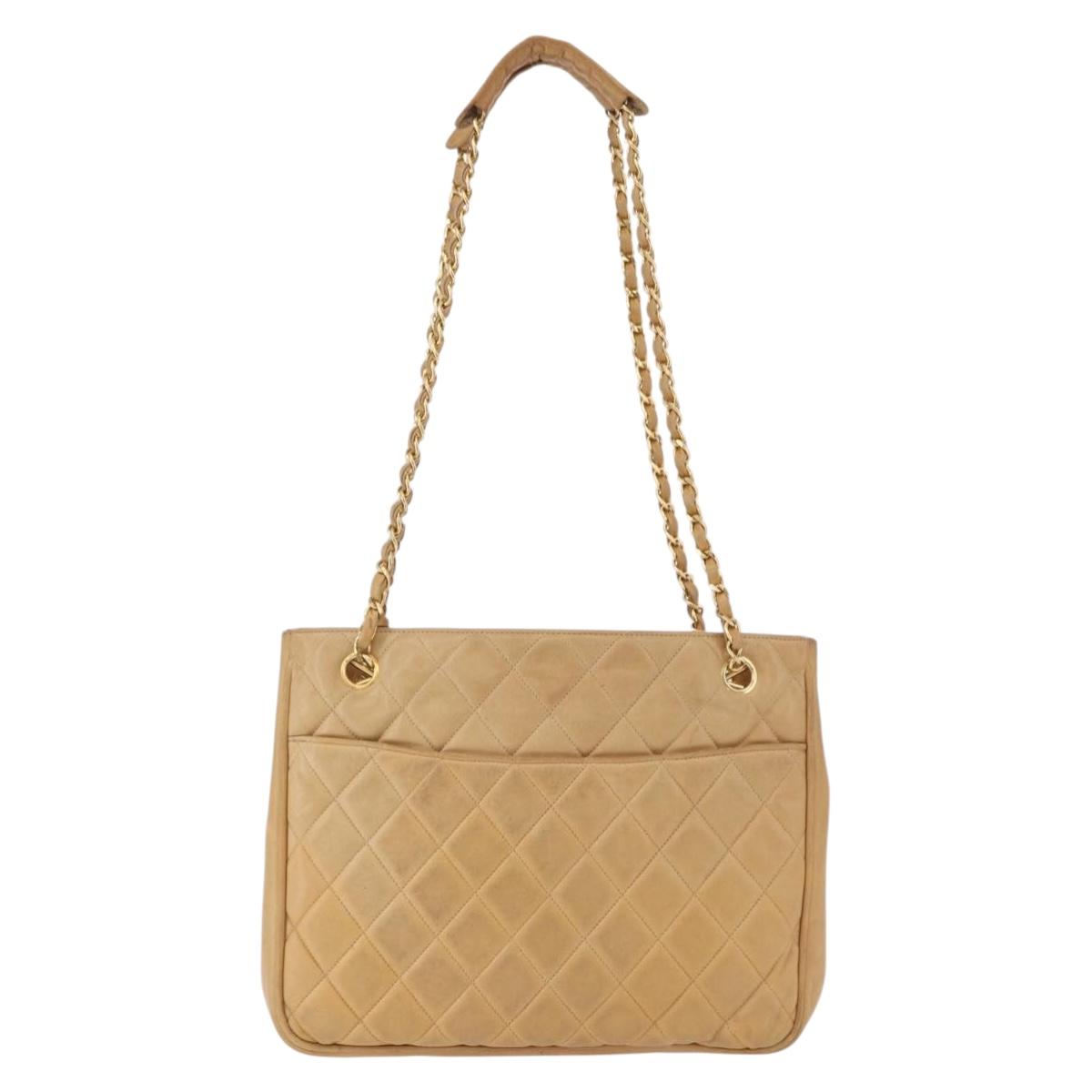 CHANEL Matelasse Chain Shoulder Bag Lamb Skin Beige Gold CC Auth bs36177 - Jerrillo image 2