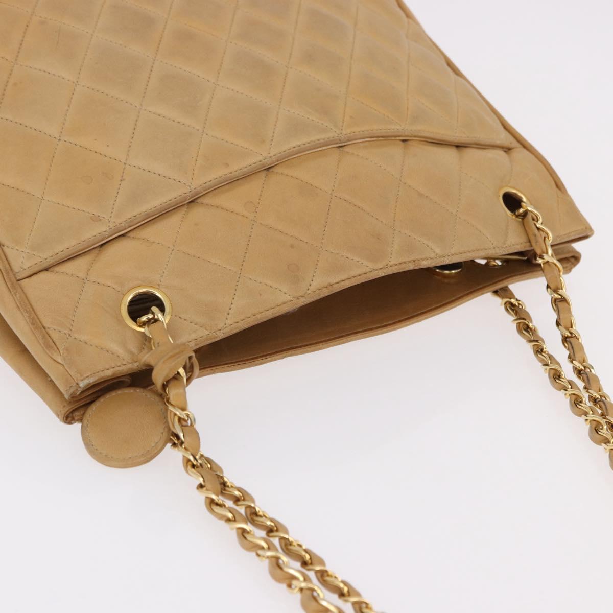 CHANEL Matelasse Chain Shoulder Bag Lamb Skin Beige Gold CC Auth bs36177 - Jerrillo image 7