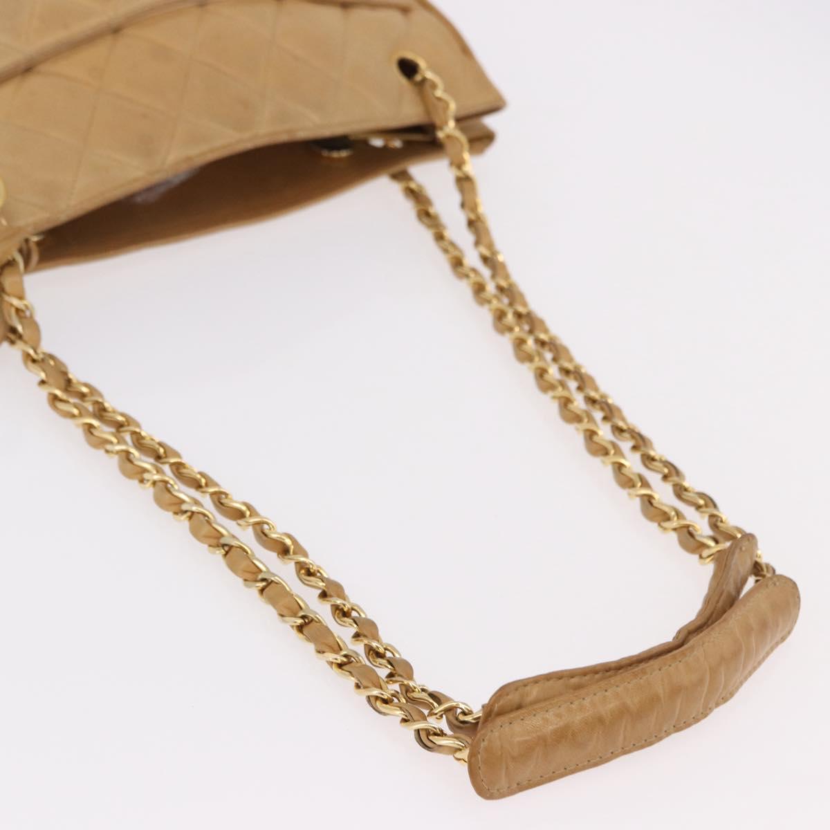 CHANEL Matelasse Chain Shoulder Bag Lamb Skin Beige Gold CC Auth bs36177 - Jerrillo image 8