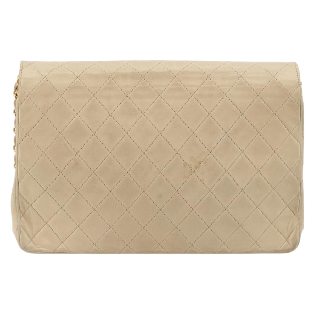 CHANEL Matelasse Chain Shoulder Bag Lamb Skin Beige Gold CC Auth bs36200 - Jerrillo image 2