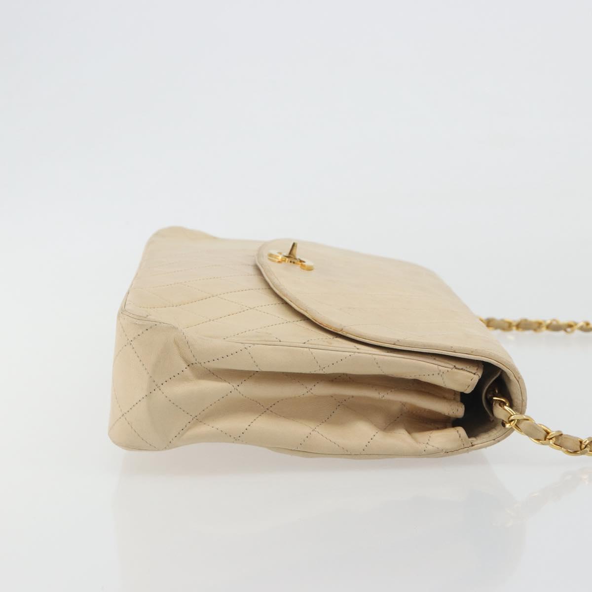 CHANEL Matelasse Chain Shoulder Bag Lamb Skin Beige Gold CC Auth bs36200 - Jerrillo image 3