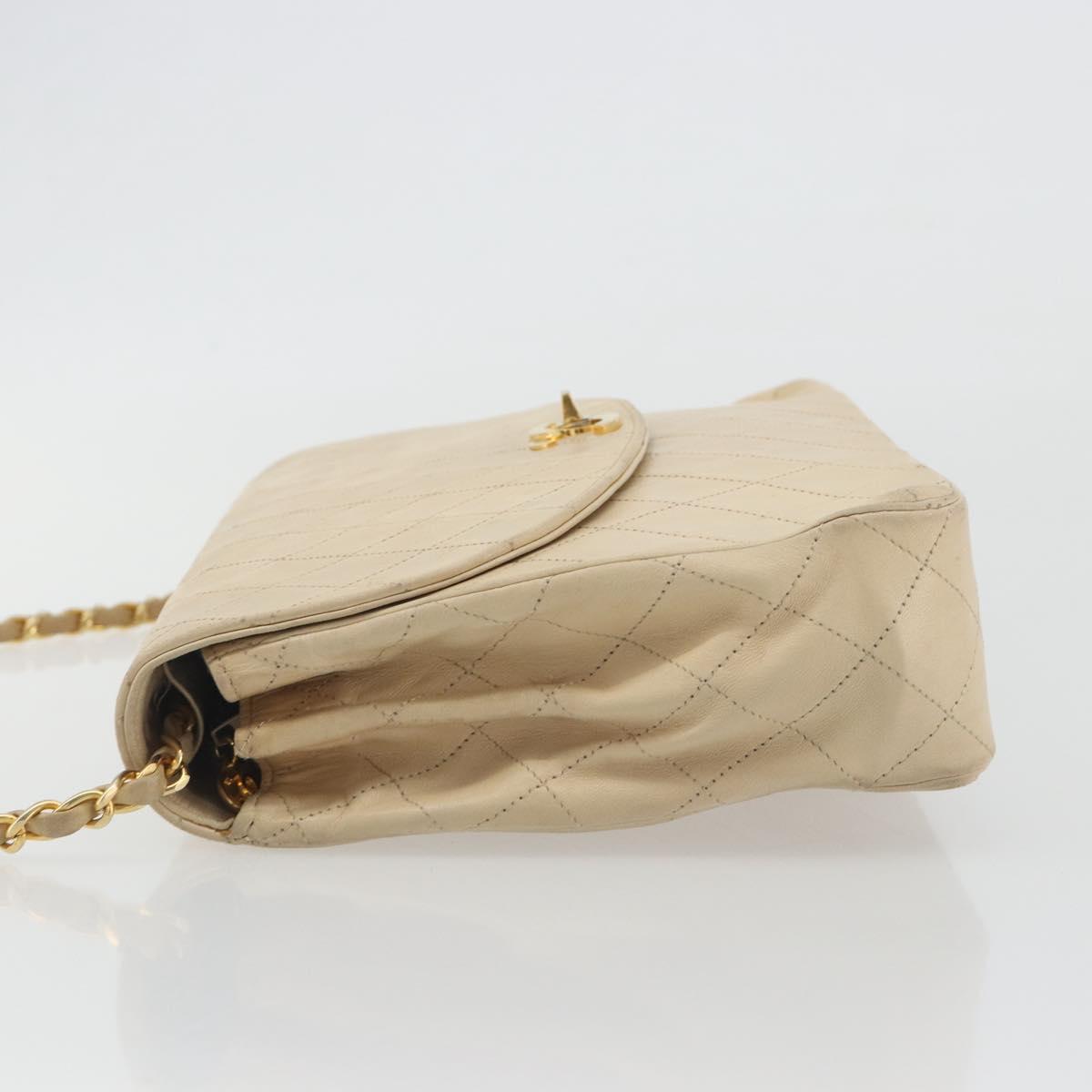 CHANEL Matelasse Chain Shoulder Bag Lamb Skin Beige Gold CC Auth bs36200 - Jerrillo image 4