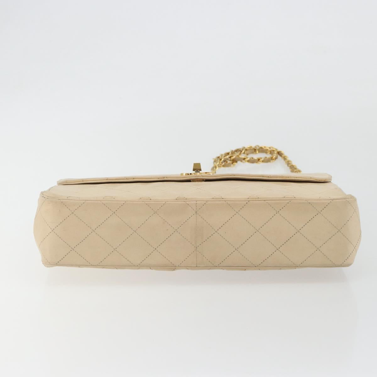 CHANEL Matelasse Chain Shoulder Bag Lamb Skin Beige Gold CC Auth bs36200 - Jerrillo image 5