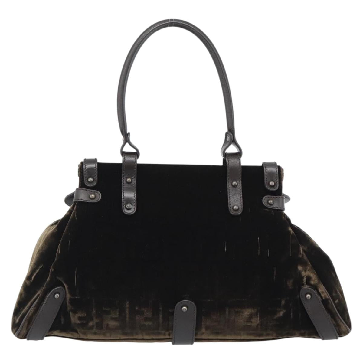 FENDI Hand Bag Velor Brown Gold Auth bs36234 - Jerrillo image 2