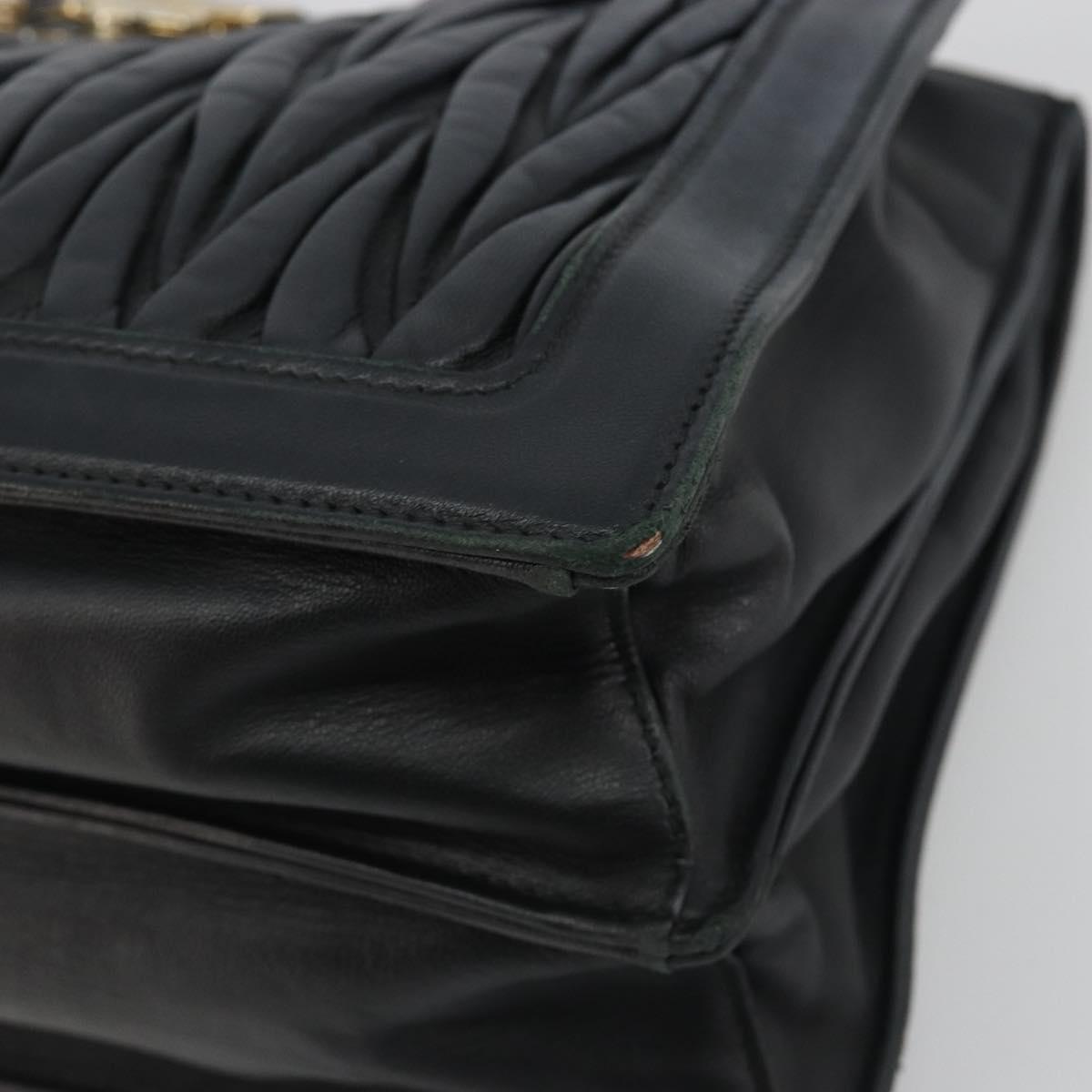 Miu Miu Matelasse Hand Bag Leather Black Gold Auth bs36292 - Jerrillo image 9