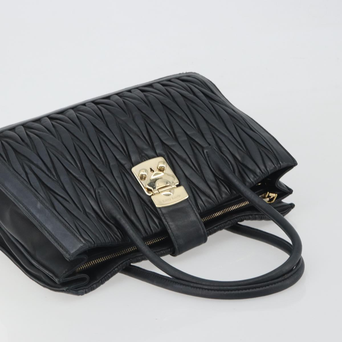 Miu Miu Matelasse Hand Bag Leather Black Gold Auth bs36292 - Jerrillo image 6