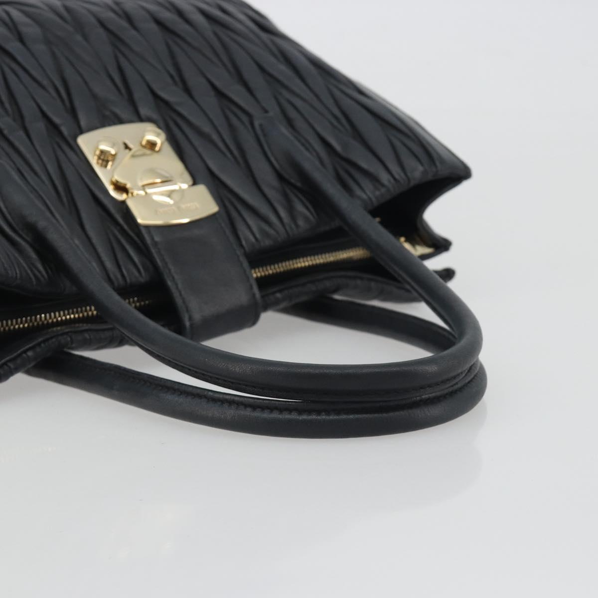 Miu Miu Matelasse Hand Bag Leather Black Gold Auth bs36292 - Jerrillo image 7