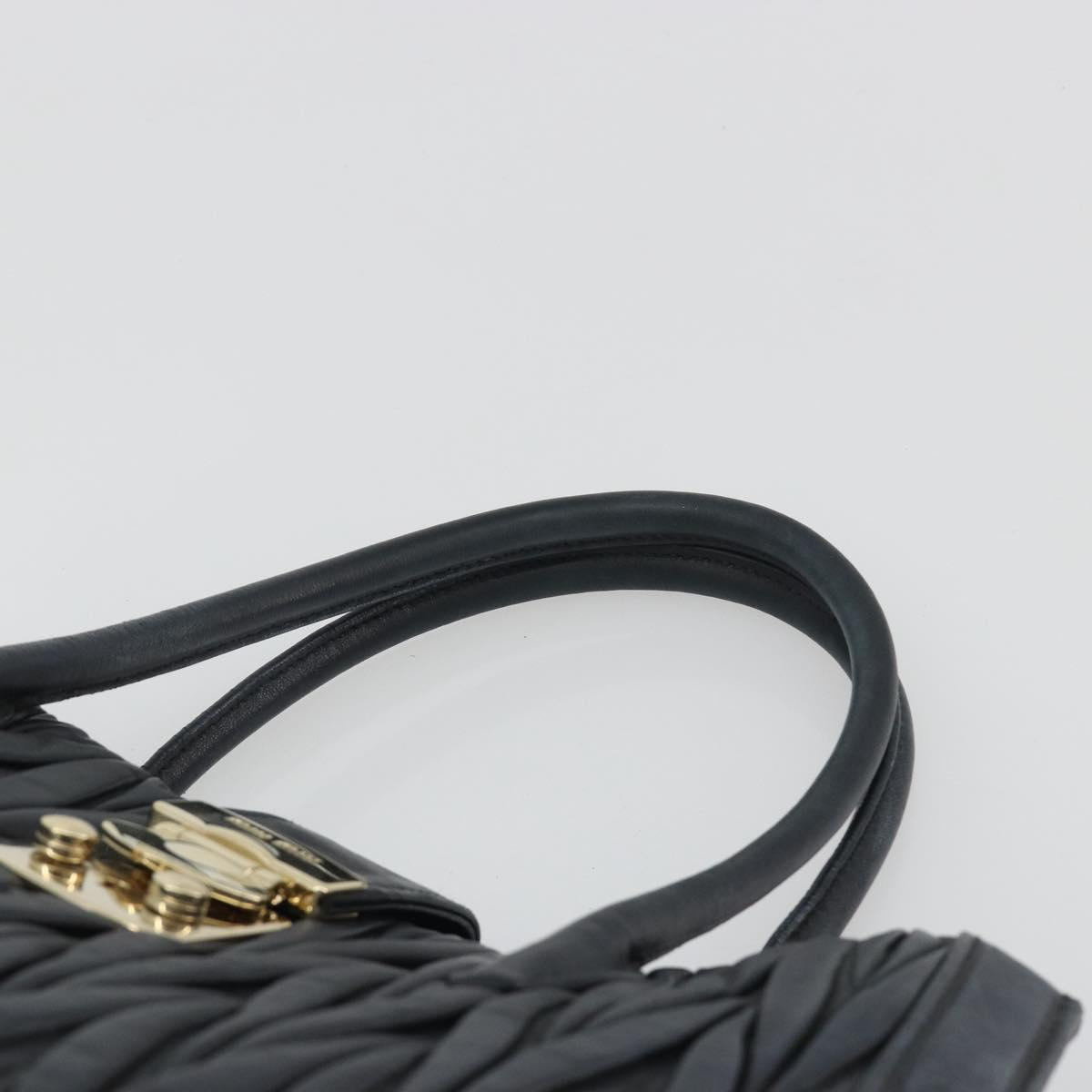Miu Miu Matelasse Hand Bag Leather Black Gold Auth bs36292 - Jerrillo image 8