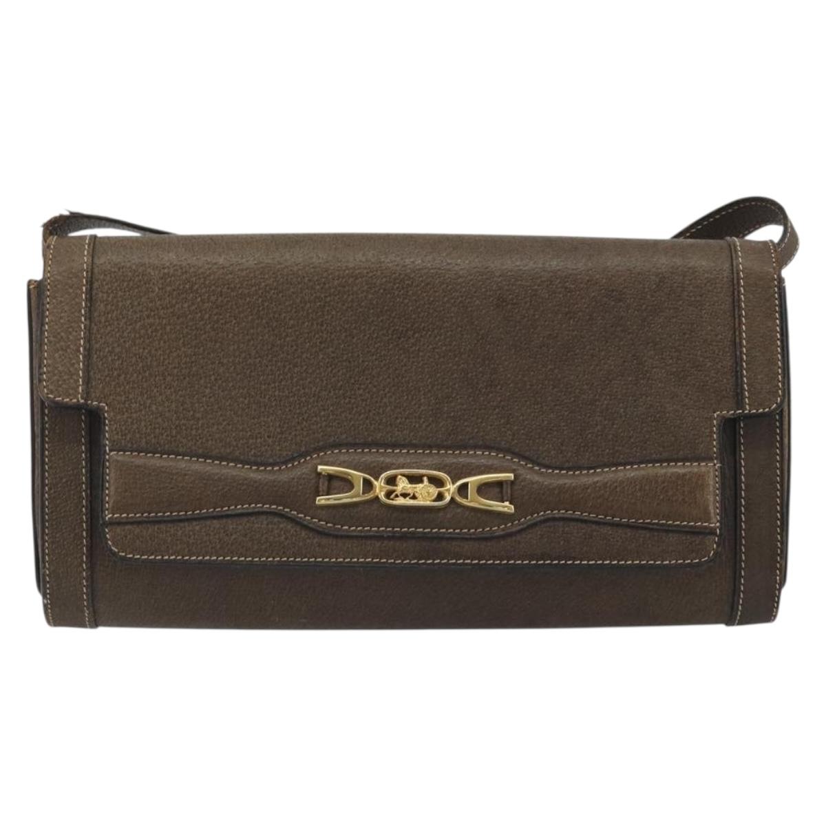 CELINE Shoulder Bag Leather Brown Gold Auth bs36300 - Jerrillo image 2