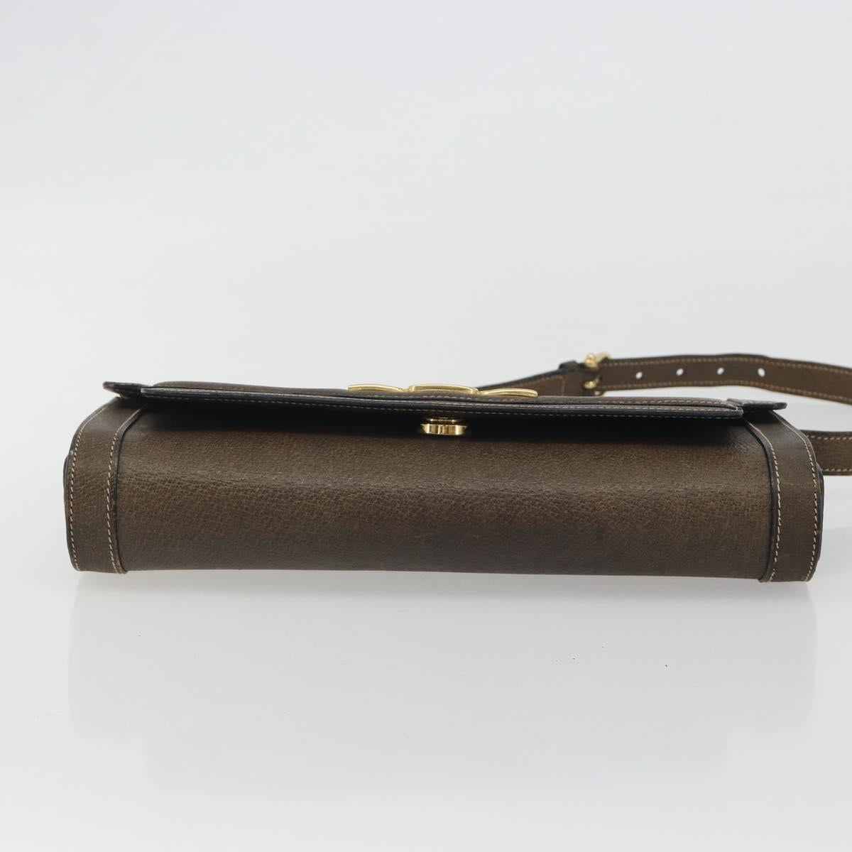 CELINE Shoulder Bag Leather Brown Gold Auth bs36300 - Jerrillo image 9