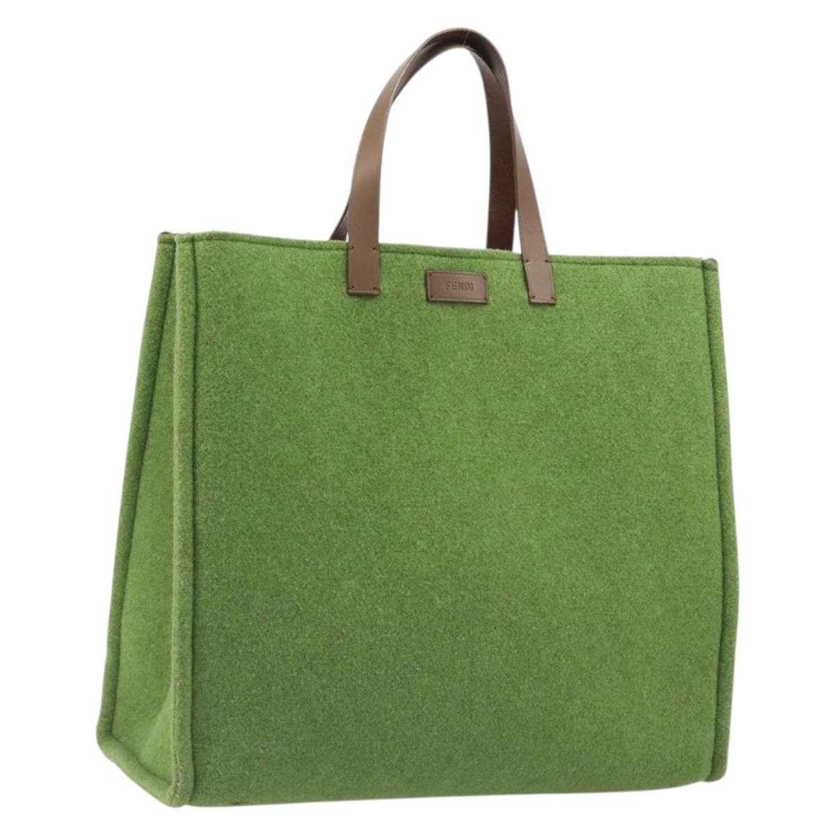 FENDI Tote Bag Wool Green Auth bs36321A - Jerrillo