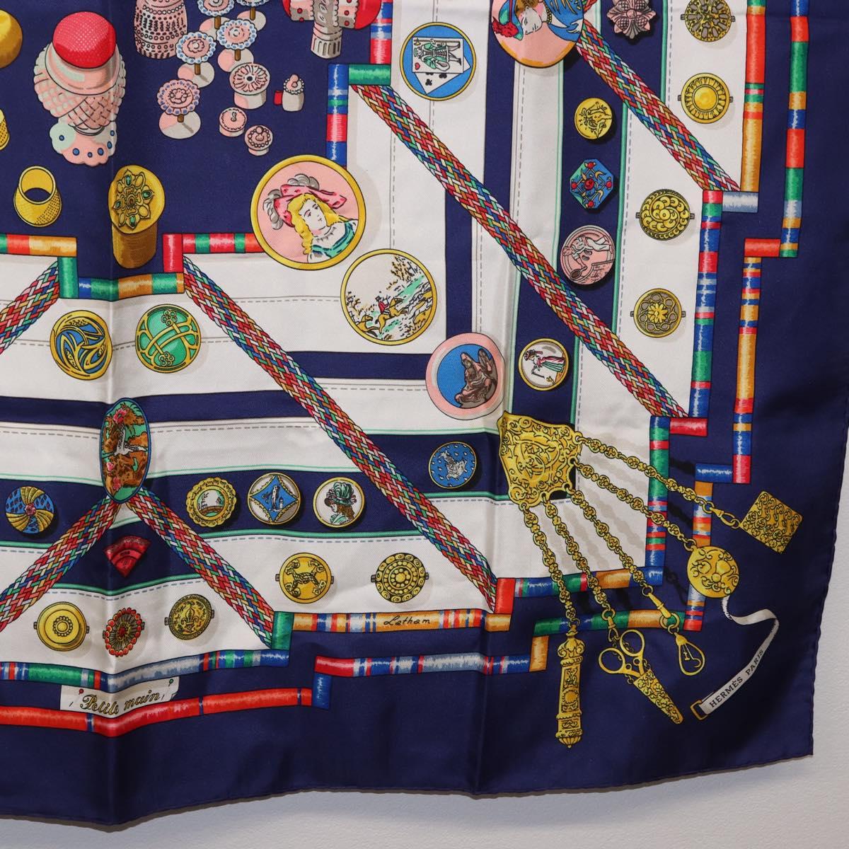 HERMES Carre 90 Scarf Pwlile Mcuin Silk Navy Auth bs36330 - Jerrillo image 10
