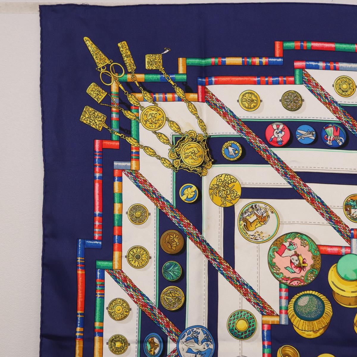 HERMES Carre 90 Scarf Pwlile Mcuin Silk Navy Auth bs36330 - Jerrillo image 2