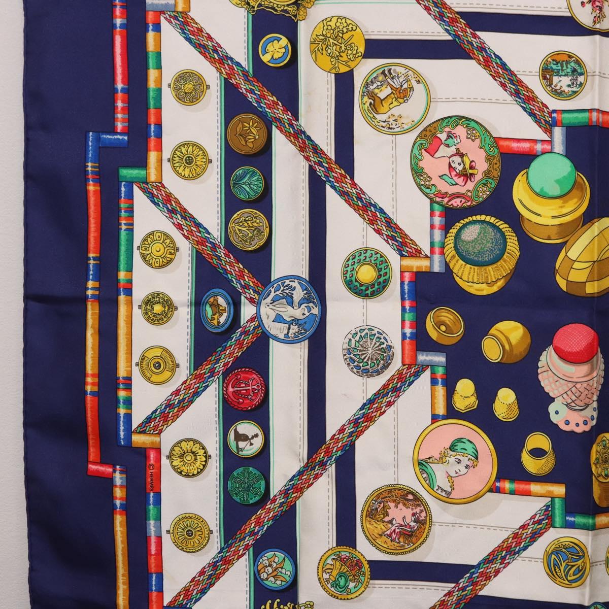 HERMES Carre 90 Scarf Pwlile Mcuin Silk Navy Auth bs36330 - Jerrillo image 5
