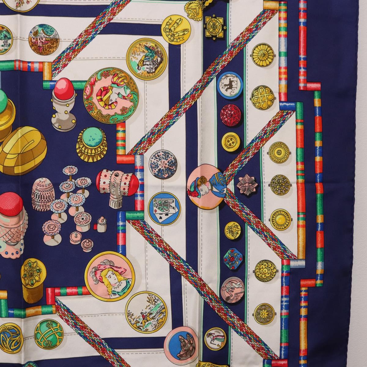 HERMES Carre 90 Scarf Pwlile Mcuin Silk Navy Auth bs36330 - Jerrillo image 7