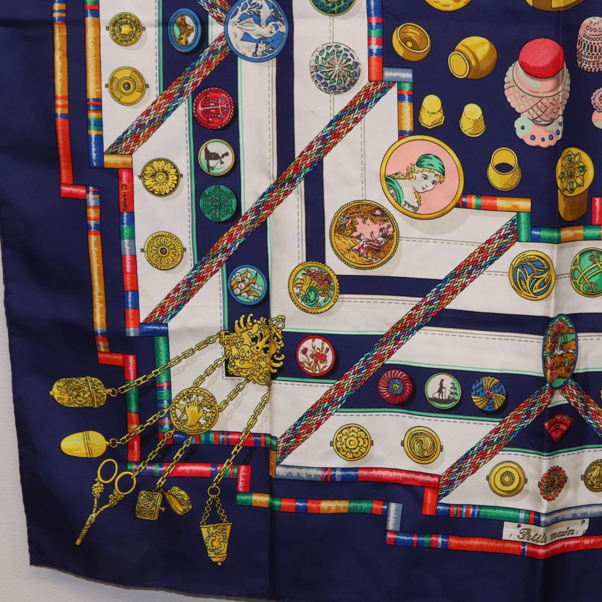 HERMES Carre 90 Scarf Pwlile Mcuin Silk Navy Auth bs36330 - Jerrillo image 8