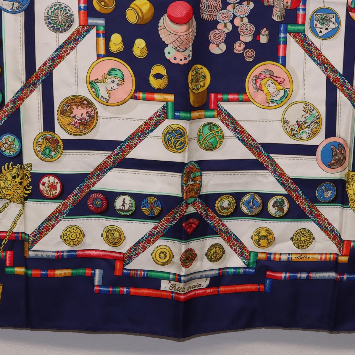 HERMES Carre 90 Scarf Pwlile Mcuin Silk Navy Auth bs36330 - Jerrillo image 9