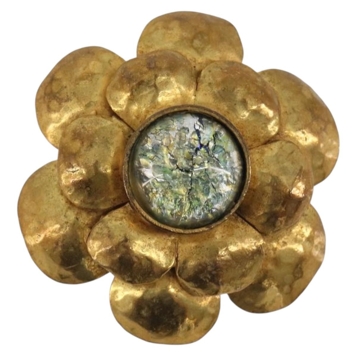 CHANEL Vintage Camellia Brooch Metal Gold Tone CC Auth bs36343V - Jerrillo
