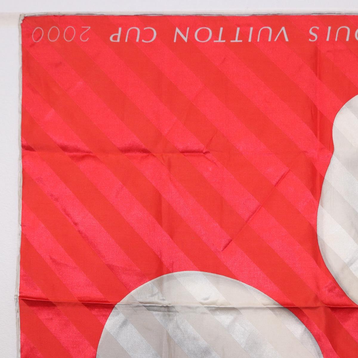 LOUIS VUITTON LV Cup 2000 Scarf Silk Red LV Auth bs36345 - Jerrillo image 2