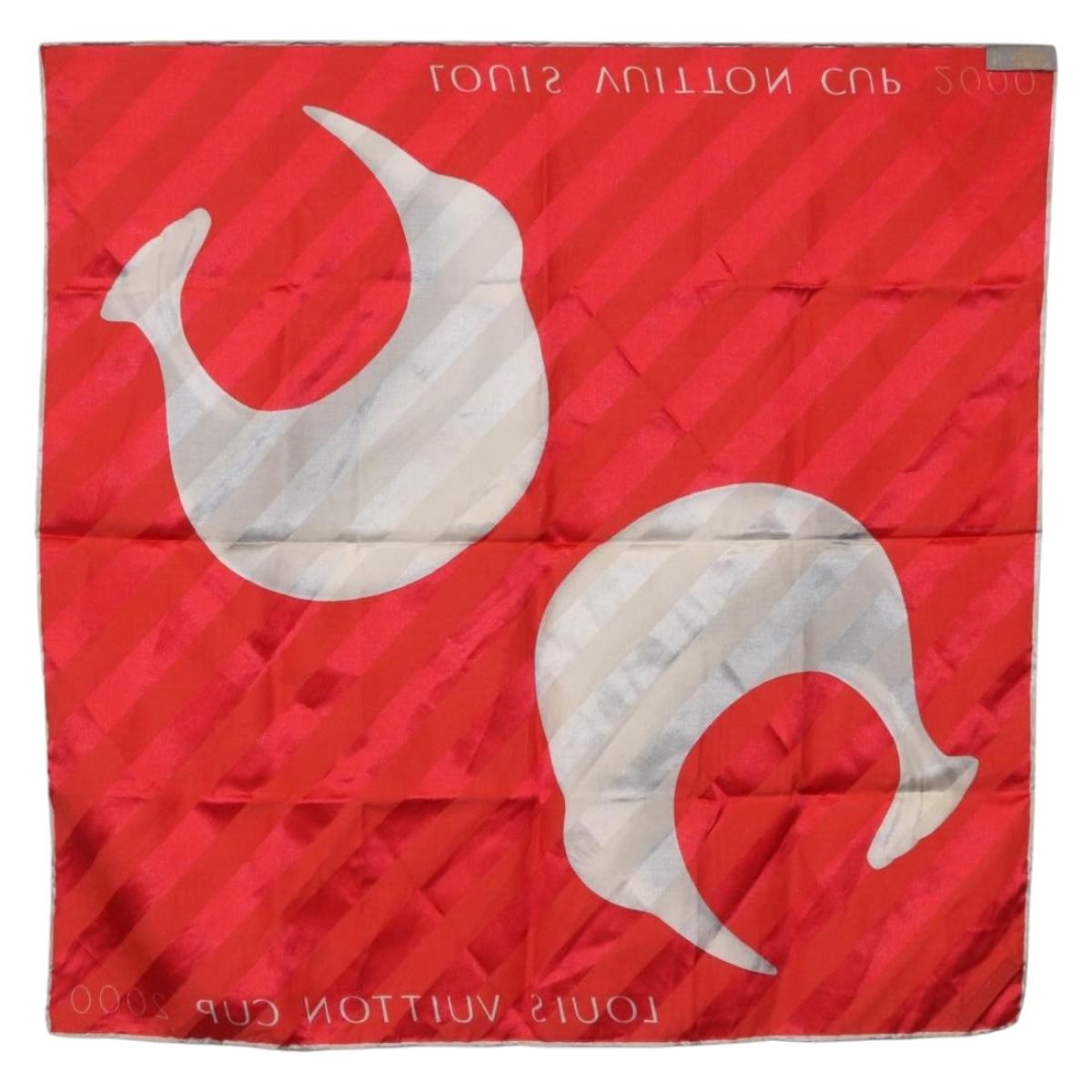 LOUIS VUITTON LV Cup 2000 Scarf Silk Red LV Auth bs36345 - Jerrillo image 7