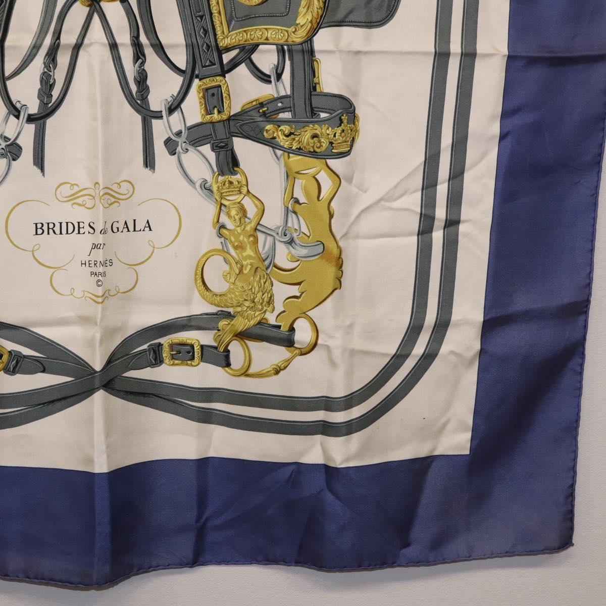 HERMES Carre 90 Scarf BRIDS De GALA Silk Blue Auth bs36346 - Jerrillo image 10
