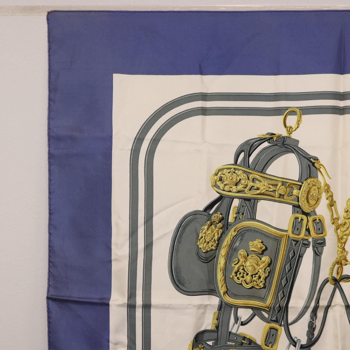 HERMES Carre 90 Scarf BRIDS De GALA Silk Blue Auth bs36346 - Jerrillo image 2
