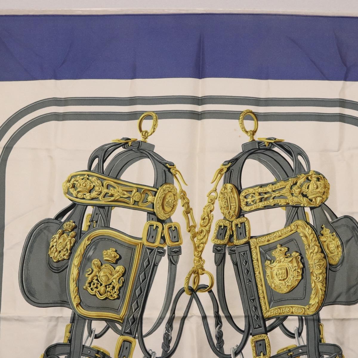 HERMES Carre 90 Scarf BRIDS De GALA Silk Blue Auth bs36346 - Jerrillo image 3