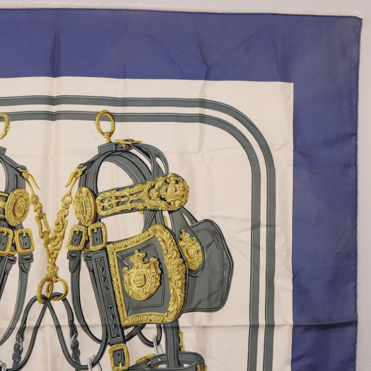 HERMES Carre 90 Scarf BRIDS De GALA Silk Blue Auth bs36346 - Jerrillo image 4