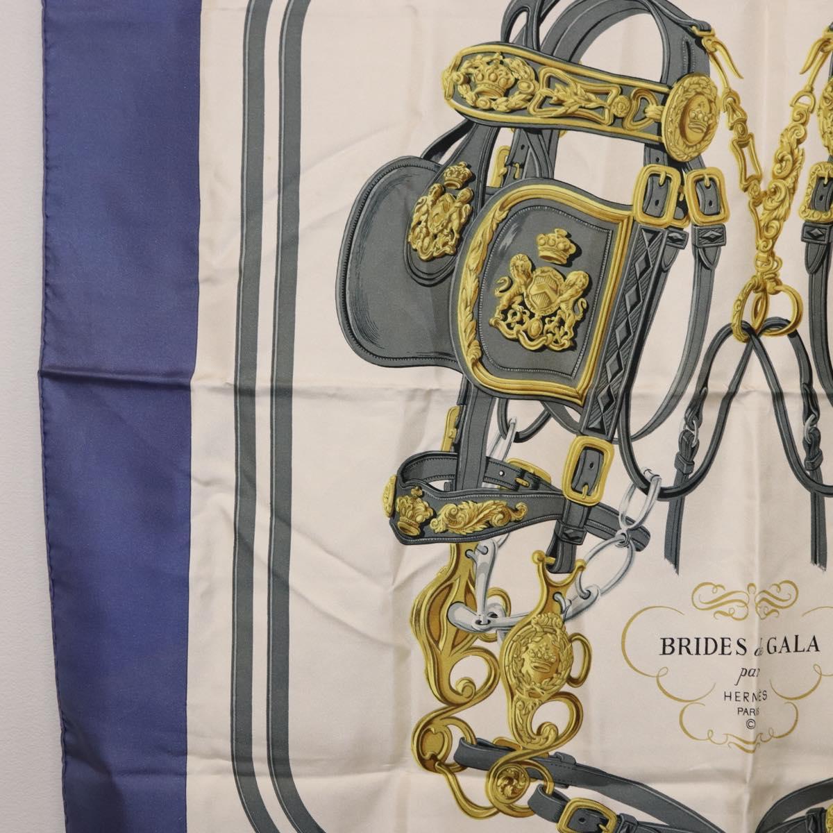 HERMES Carre 90 Scarf BRIDS De GALA Silk Blue Auth bs36346 - Jerrillo image 5