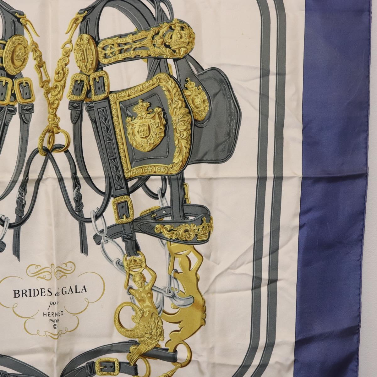 HERMES Carre 90 Scarf BRIDS De GALA Silk Blue Auth bs36346 - Jerrillo image 7