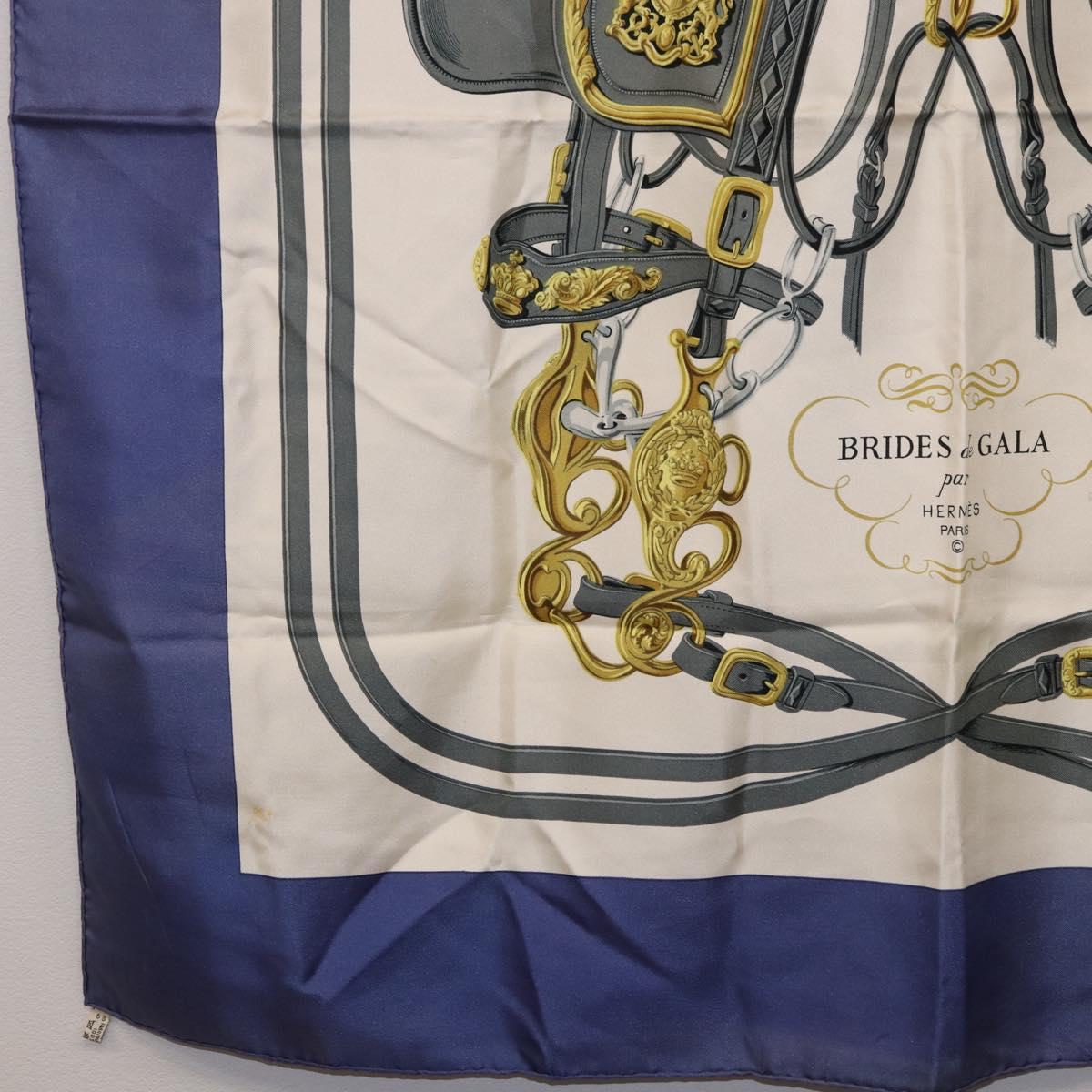 HERMES Carre 90 Scarf BRIDS De GALA Silk Blue Auth bs36346 - Jerrillo image 8