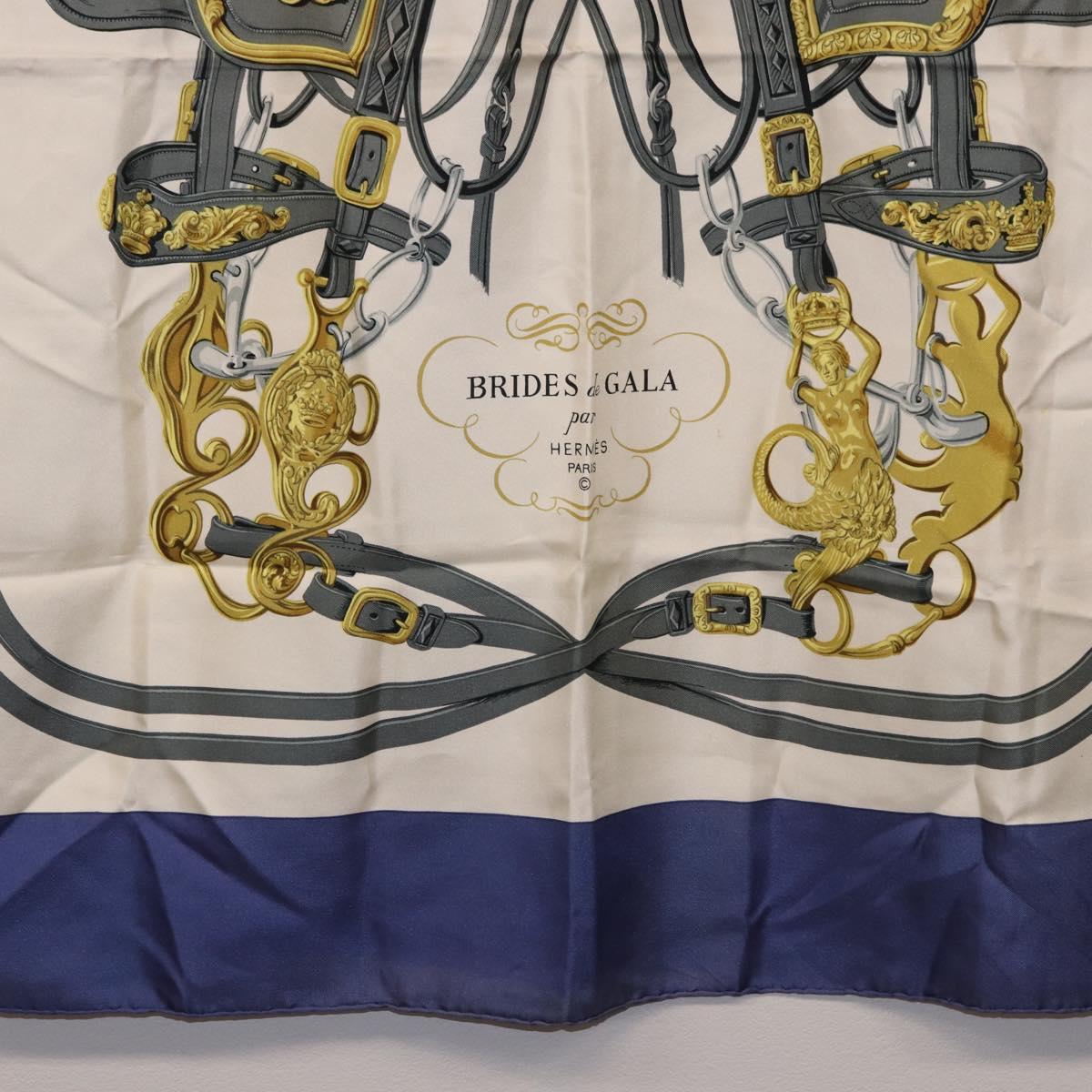 HERMES Carre 90 Scarf BRIDS De GALA Silk Blue Auth bs36346 - Jerrillo image 9