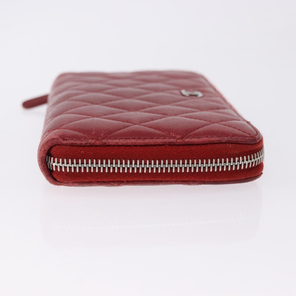 CHANEL Matelasse Long Wallet Lamb Skin Red Silver CC Auth bs36449 - Jerrillo image 5