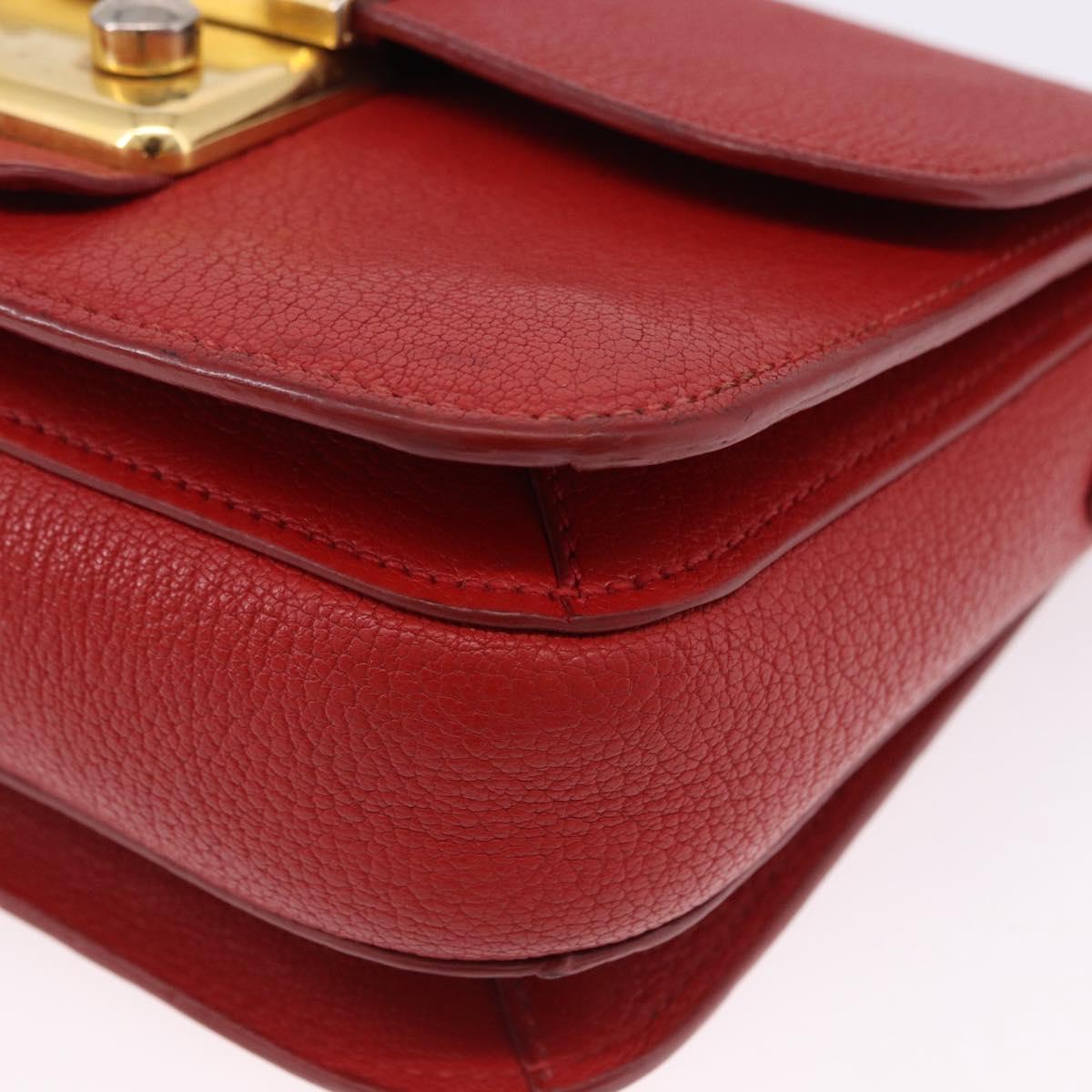 Miu Miu Shoulder Bag Leather Red Gold Auth bs36460 - Jerrillo image 10