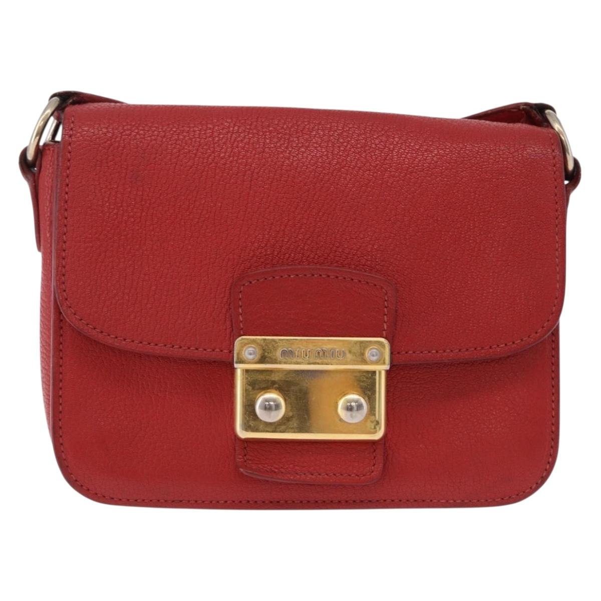 Miu Miu Shoulder Bag Leather Red Gold Auth bs36460 - Jerrillo image 2