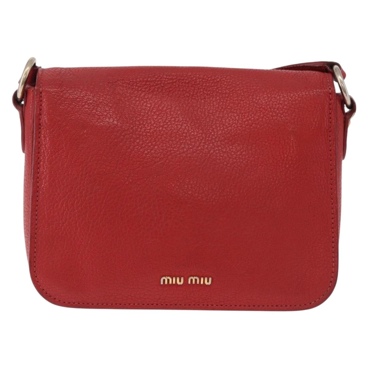 Miu Miu Shoulder Bag Leather Red Gold Auth bs36460 - Jerrillo image 3