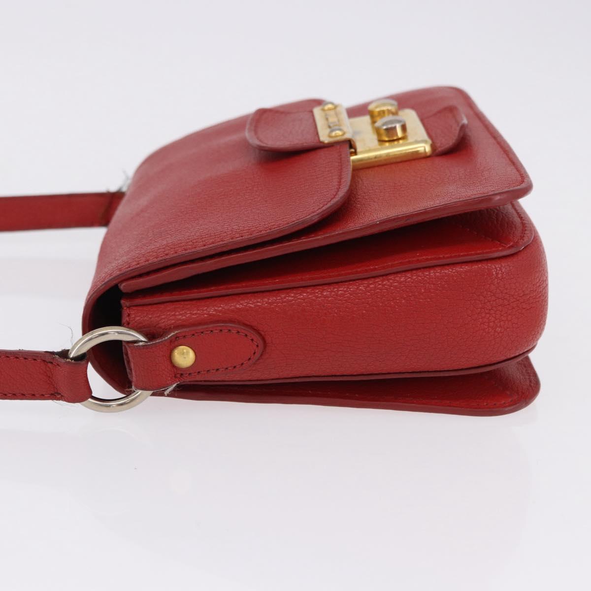 Miu Miu Shoulder Bag Leather Red Gold Auth bs36460 - Jerrillo image 5