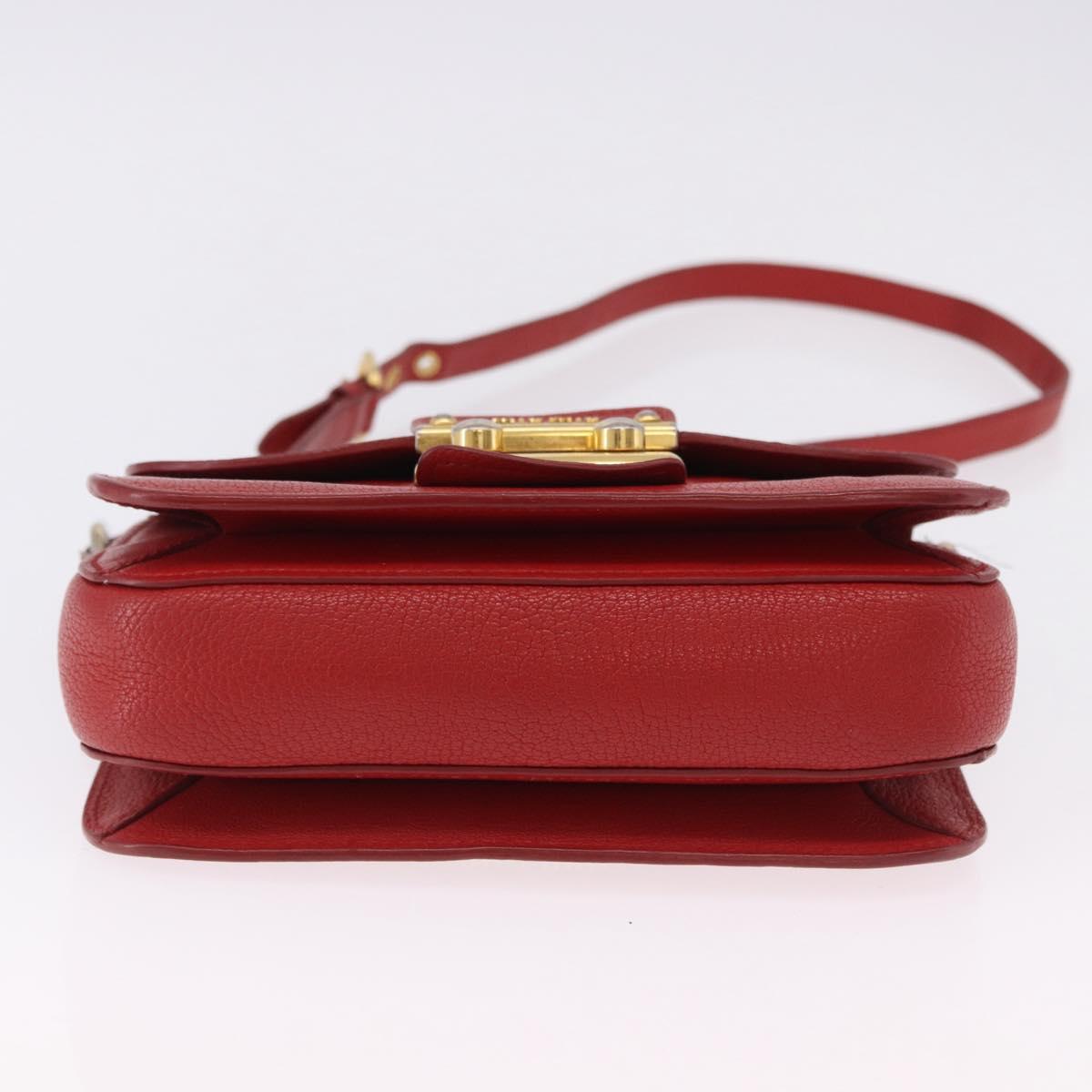 Miu Miu Shoulder Bag Leather Red Gold Auth bs36460 - Jerrillo image 8