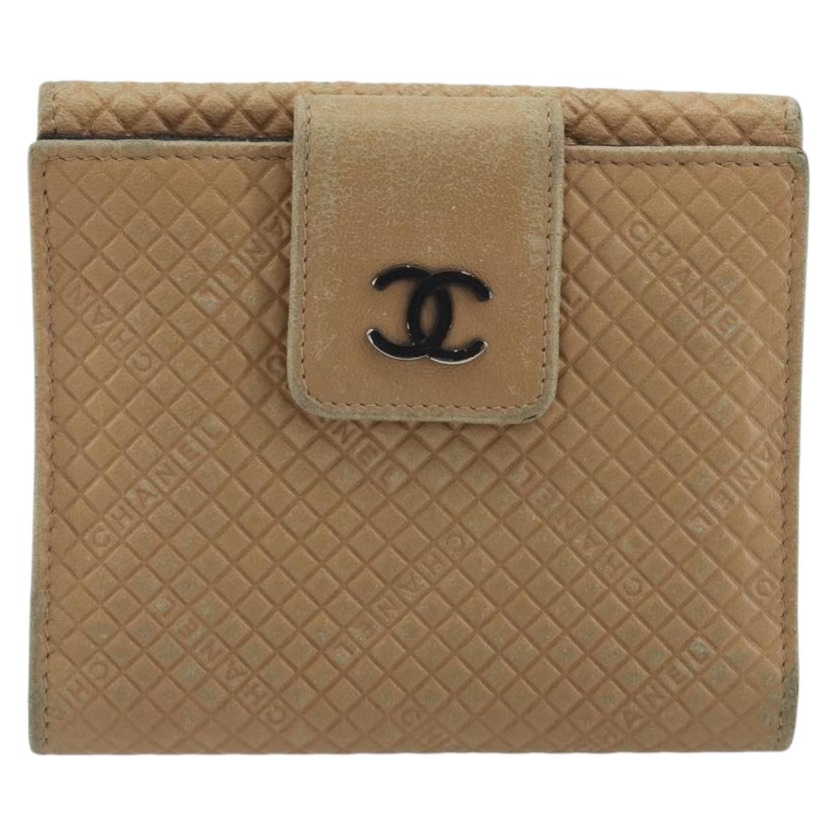 CHANEL Choco Bar line Wallet Leather Beige CC Auth bs36636 - Jerrillo image 2