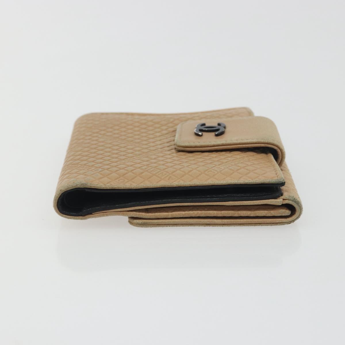 CHANEL Choco Bar line Wallet Leather Beige CC Auth bs36636 - Jerrillo image 4