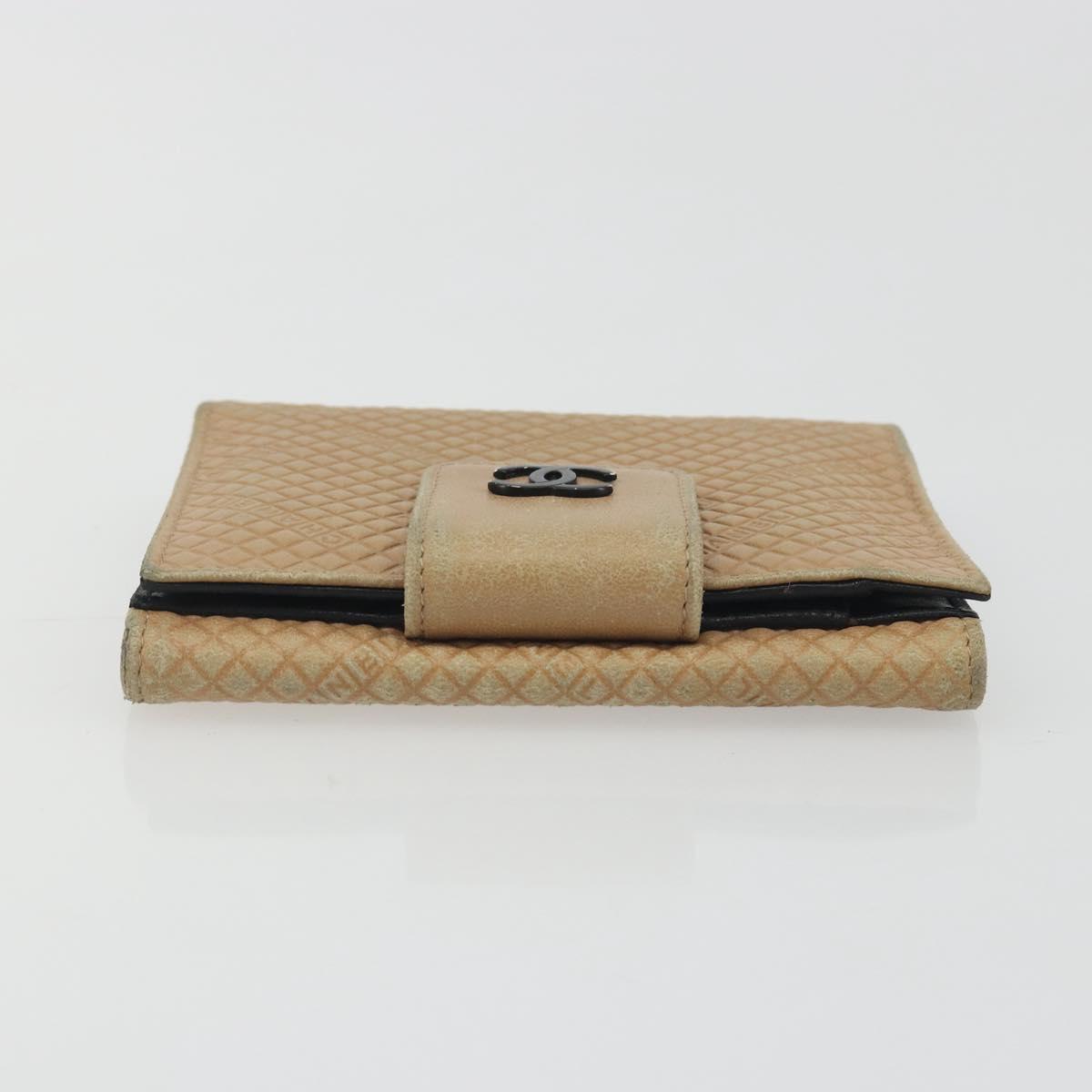 CHANEL Choco Bar line Wallet Leather Beige CC Auth bs36636 - Jerrillo image 6