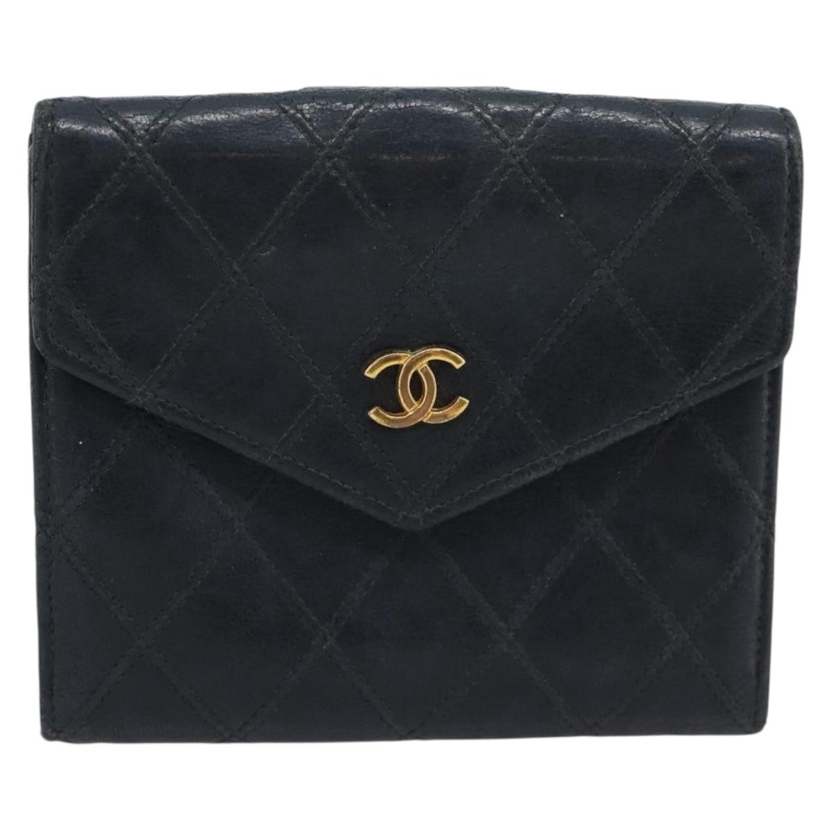 CHANEL Bicolore Bifold Wallet Lamb Skin Black CC Auth bs36637 - Jerrillo image 2