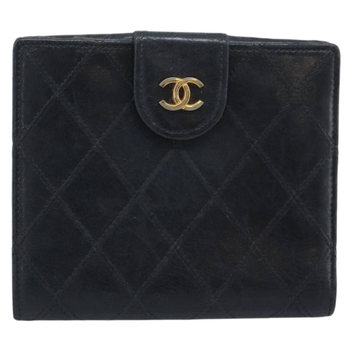 CHANEL Bicolore Bifold Wallet Lamb Skin Black CC Auth bs36637 - Jerrillo image 3