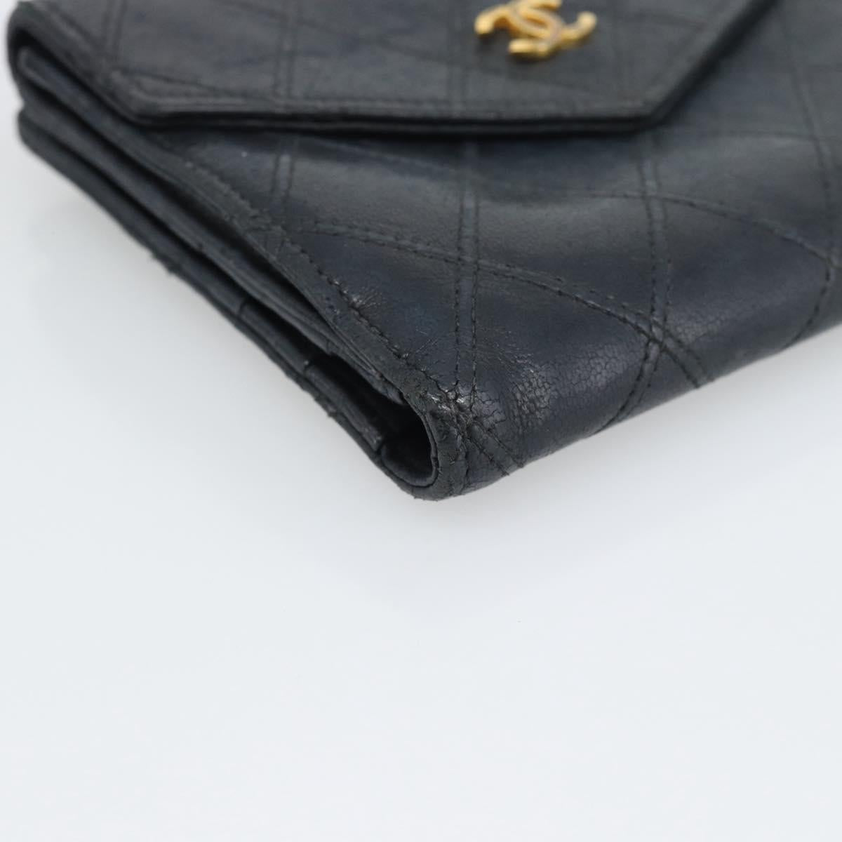 CHANEL Bicolore Bifold Wallet Lamb Skin Black CC Auth bs36637 - Jerrillo image 9