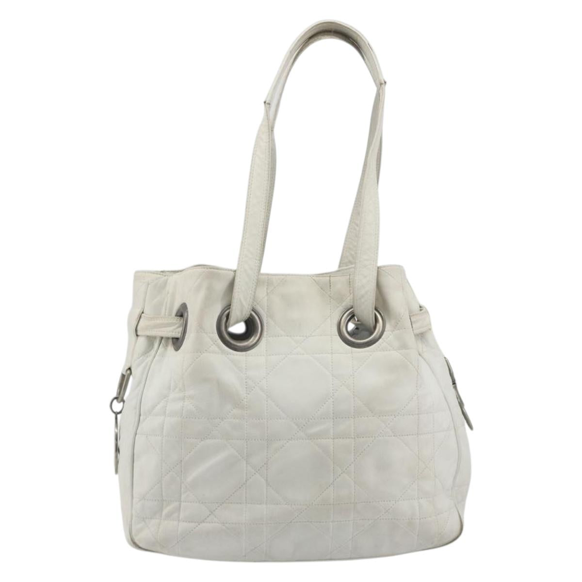 Christian Dior Canage Tote Bag Leather White Silver Auth bs36672A - Jerrillo image 2